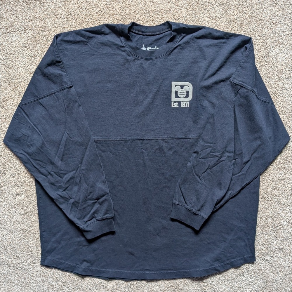 Walt Disney World Sz XXL Disney Parks Spirit Jersey Shirt Navy Blue Long Sleeve